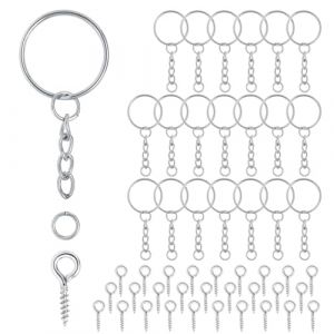 Anneau Porte Clef 86 Pièces Split Anneaux Porte Clé 86 Vis Oeil Attache Porte Cléf Loisir Creatif Chainette Porte Clé 25 mm Kit Porte Clef a Fabriquer pour DIY Fabrication de Bijoux(Argent) (YUANXIANG TECHNOLOGY LIMITED, neuf)