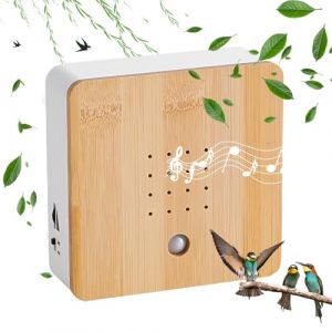WIYETY Parc d'oiseau | Boîte avec détecteur de mouvement | Bois véritable | Détecteur de mouvement HF invisible | Bruit d'oiseau | Lumière avec support mural | Boîte sonore naturelle | Oiseau | Chant (ANDRECHR, neuf)