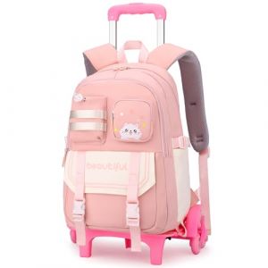 Amythe Sac a Dos &agrave; Roulettes pour Filles de 9 &agrave; 16 ans, Cartable &agrave; Roulettes pour Enfants Adolescents avec 6 Roues, Sac Ecole L&eacute;ger de 28L pour &eacute;l&egrave;ves du Primaire et du Secondaire, Rose (Amythe, neuf)