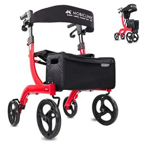 Mobiclinic® pro, Deambulateur, Pliage à une main, Grandes roues, Double système de freinage, Invicto, Tout-terrain, Panier sûr et spacieux, Assise dossier rembourrés, Réglable en hauteur (Queraltó, neuf)