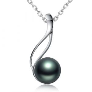 VIKI LYNN Perle de Tahiti Collier avec Pendentif Femme de Perle Noire de classe AAA et Argent Fin 925 Vente Seule Les Plus Beaux Bijoux Fantaisies de Cadeau Noel Femme (VIKI LYNN Direct, neuf)