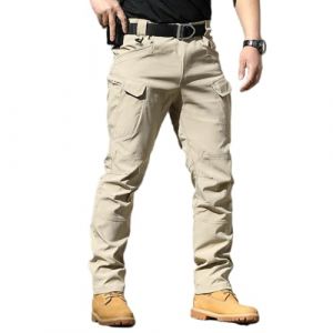 Pantalon Cargo Homme Multipoches Zippé Mince Pantalon Combat Pantalon de Travail Imperméable Pantalon Militaire Tactique (FR/ES, Alpha/Lettres, XXL, Taille Normale, Taille Normale, Kaki Clair) (FindPitaya, neuf)