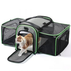 Gardner Pet Sac Transport pour Chat Chien Extensible, Grand Caisse de Transport Chat Respirant et Pliable, Cage Transport Chat pour Voyage en Avion/Train/Voiture - L/Gris (Gardner Pet Official-UK, neuf)