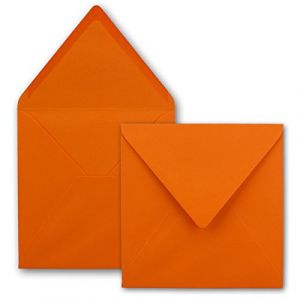 100x Enveloppes carrées orange - 15,5 x 15,5 cm - sans fenêtre, avec collage humide - 110 g/m² - pour cartes d'invitation à un mariage, un anniversaire et plus - série FarbenFroh (GUSTAV NEUSER GmbH, neuf)