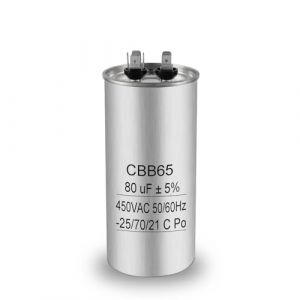 Iruihoo Condensateur moteur CBB65 80uF 450V AC 50/60Hz, 80µF Démarrage et Condensateur de fonctionnement avec auto-cicatrisation, boîtier en métal pour climatisation, réfrigérateur, compresseur (Iruihoo Life, neuf)