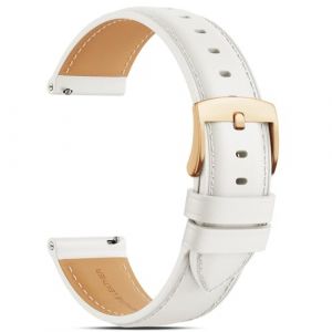 RUIMAYA Bracelet de Montre en Cuir, 16mm Bracelet de Remplacement en Cuir Doux et Confortable Adapt&eacute; aux Montres Intelligentes et aux Montres-Bracelets Boucle or Rose, Ivoire (MAIRUIMAY, neuf)