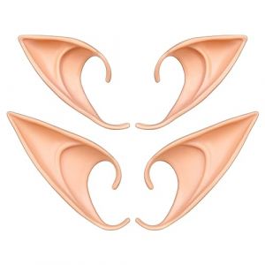 Aomig 2 Paires Oreille Elfe Femme, Elf Ears, Latex Fée Oreilles en Latex pour Cosplay Oreilles d'Elfe Halloween Noël Toute Soirée à Thème(12.5cm & 10cm) (Yadark, neuf)