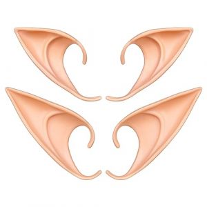 Aomig 2 Paires Oreille Elfe Femme, Elf Ears, Latex Fée Oreilles en Latex pour Cosplay Oreilles d'Elfe Halloween Noël Toute Soirée à Thème(12.5cm & 10cm) (OODDH, neuf)