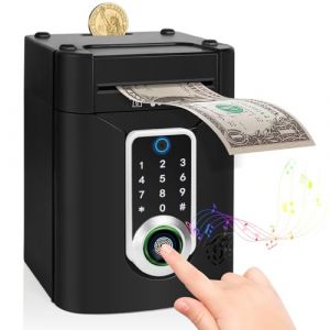 Highttoy Tirelire Enfant 3-12 Ans, Tirelire Électronique avec Écran Tactile et Empreinte Digitale Coffre-Fort Enfant avec Code Jouet Coffre-Fort Tirelire Argent ATM Cadeau Garçon Fille, Noir (Highttoy, neuf)