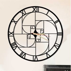 Dekory Ratio d'or Horloge Murale en métal 70 cm, Silencieux sans tic-tac, horloges murales Vintage et industriel en métal, Pendule murale, pour salon bureau, chambre, cuisine, salle à manger (Dekorywallart, neuf)