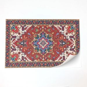 Moquette autocollante avec structure textile v&eacute;ritable pour maison de poup&eacute;e &agrave; l'&eacute;chelle 1/12 (tapis oriental rouge 2) (Byrg Miniatures, neuf)
