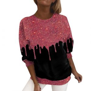 Haut Femme Sequin, Haut Femme Chic Haut Femme Manche Longue Chic Paillettes Vetement Femme Mardi Gras Deguisement Tenue Disco Chic Femme D&eacute;guisement Adulte Tshirt Femme Grande Taille (IHUAE, neuf)
