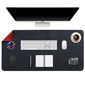 DOBAOJIA Tapis de Souris Grand, sous Main Bureau XXL, Mouse Pad Mat Prolongé, Tapis de Portable, Tableau d'Écriture, Buvard de Bureau, Double Face Usage en Cuir PU Étanche 90 x 43cm(Noir/Rouge) (DOBAOJIA, neuf)
