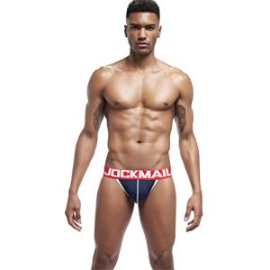JOCKMAIL Sexy Mens Jockstrap Briefs Hommes Mesh Taille Basse Sous-vêtements Sexy Hommes Slips Gay Bikini Sous-vêtements Homme Jockstrap, Navy2., L (Brand-Jockmail, neuf)