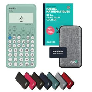 Casio fx-92 Collège avec Housse de Protection Gris Clair et Manuel (88 Pages, DIN A5) – Calculatrice Scientifique – Smart Set (CALCUSO, neuf)