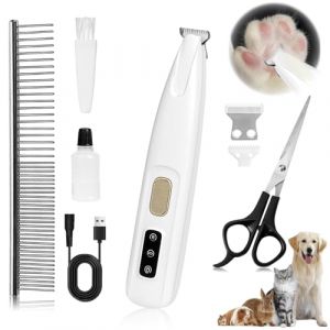 HOSSOM Tondeuse Chien, Tondeuse Chat, Tondeuse pour Chien Rasoir pour Chiens Chat Faible Bruit, Rechargeable par USB, LED Étanche Tondeuse Sans Fil pour Chiens, Chats, Pattes, Yeux, Oreilles, Visage (WZOEP LWUG, neuf)