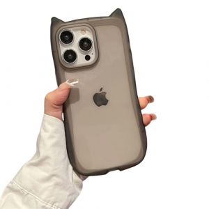 Emlivi Coque de protection pour iPhone 14 Pro Max, motif oreilles de chat mignon, transparente, en silicone TPU souple, anti-chocs, motif oreilles de chat mignon, pour iPhone 14 Pro Max, noir (Emlivi, neuf)