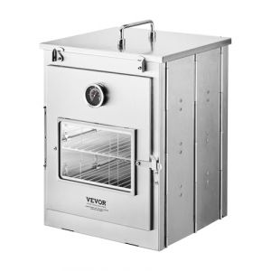 VEVOR Four de camping pliable, r&eacute;chaud de camping portable en acier inoxydable, avec grille &agrave; 3 niveaux, poign&eacute;e et thermom&egrave;tre, pour feu &agrave; bois, cuisini&egrave;re au propane, barbecue, cuisine en plein air (VEVOR Direct Store FR, neuf)