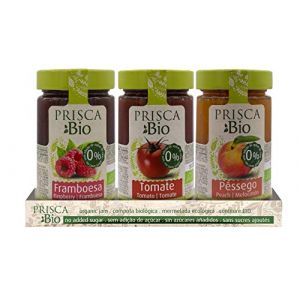 Confitures 100% biologiques de Framboises - Tomate - P&ecirc;che - sans Sucre ajout&eacute; - Produit Biologique certifi&eacute; - Emballage de 3 unit&eacute;s de 240 GR chacune (Hesperia Flavors and Consulting SL, neuf)