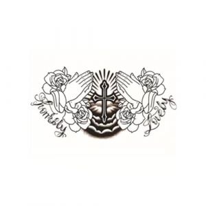 Tatouage temporaire imperméable, 10 feuilles, motif grandes mains en prière, croix, cou, faux tatouage for femmes et hommes (SHUANGFEIBM, neuf)