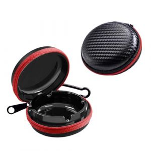 FEMONGY cendrier de poche anti odeur, cendriers de poche, cendrier anti odeur, cendrier de poche, cendrier portable, Souvre facilement, grande capacité, adapté aux voyages (Noir - Texture) (linxianaidi, neuf)
