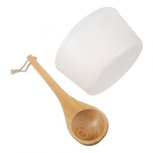 Hohopeti Doublure R&eacute;utilisable de Seau de Sauna 4l en Plastique Louche en Bois de Sapin, Insert Ergonomique pour Bain de Pieds Spa, Protection Int&eacute;rieure pour Tonneau Sauna, Accessoire Soin (Orcchid, neuf)