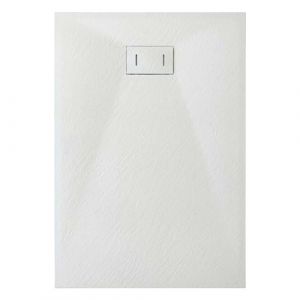 Grg Bac à Douche 70x100x2,6 CM Blanc Effet Pierre Mod. Strong (Briconow, neuf)