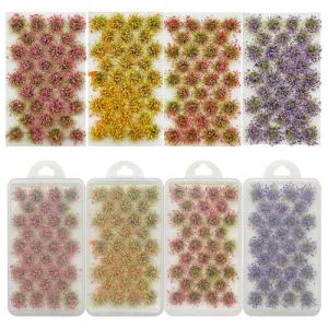 Woohome 4 Couleurs Modèle Arbres Gazon Lichen pour Feuillage, 128 PCS Touffe d'herbe Statique Herbe Artificielle Modèle pour Le Chemin de Fer de Paysage de Train (CXiong, neuf)