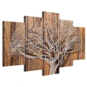 B&D XXL - Tableau décoratif nature 225x112,5 cm - Impression sur toile colorée - Décoration murale - Bois arbres forêt feuilles motif graphique nature plantes fond b-C-0046-b-n (murando, neuf)