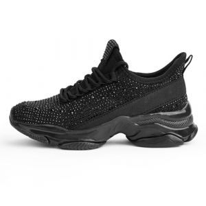 LUCKY STEP Baskets Brillantes Fille &ndash; Sneakers Slip-on avec Strass, L&eacute;g&egrave;res et Confortables pour Enfants, Chaussures &Eacute;cole avec Semelle en Gel (Strass Nero, 11US-29EU-10UK) (KIP WOK, neuf)