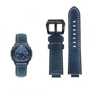 Ch&ecirc;ne de ferme modifi&eacute; adapt&eacute; for Casio G-SHOCK GA-2100 GM2100 GM-110 GA110 DW5600 s&eacute;rie bracelet de montre en cuir de vache givr&eacute; for hommes (Color : Blue black, Size : 24-16mm) (EU-nicorn Warehouse, neuf)