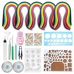 Woohome Kit de Quilling en Papier, Quilling Kit, Papier de 5 mm de Large avec 26 Couleurs 1330 Bandes, 13 PCS Outils pour Paperolles (CXiong, neuf)