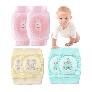AORHOFJ 3 Paire de Genouillères Bébé, Antidérapant Protege Genoux Bébé Respirant Coton Unisex Bébé Genouillères pour 0-3 ans，genouillere bebe 4 pattes，protege genoux bebe (ZHAO WEIXIN DE DIAN, neuf)