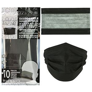 SRV Hub&reg; &ndash; Lot de 10 masques jetables &agrave; 3 couches pour adultes, mat&eacute;riau respirant, filtration de particules et de poussi&egrave;re,protecteur et adapt&eacute; &agrave; tous (lot de 10 masques noirs pour adultes) (SRV-Hub, neuf)