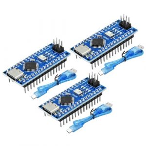 Nano Board pour Arduino Nano RUIZHI 3 P&egrave;ces Nano-V3 5V 16MHz Carte de D&eacute;veloppement avec 328P Puce Carte M&egrave;re Type-C Interface et USB C&acirc;ble Soud&eacute;e Compatibilit&eacute; avec Arduino Nano (shenzhenshiyaoxingmaoyi, neuf)