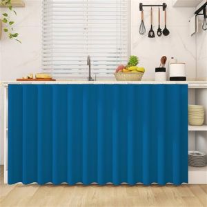 Odot Rideau Cuisine Court Anti-Poussi&egrave;re Avanc&eacute;e, Auto-adh&eacute;sif Rideaux Couleur Unie Courts sans Per&ccedil;age Rideau Fenetre Petit Occultant, pour Armoire, Cuisine, sous &Eacute;vier (Bleu1,70x50cm) (Odot, neuf)