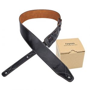 rayzm sangle de guitare et basse en doublure daim, ceinture de qualité en cuir véritable pour guitare acoustique/électrique ou basse. 6,5cm de largeur et longueur réglable de 108 à 140cm (Jiayin520, neuf)