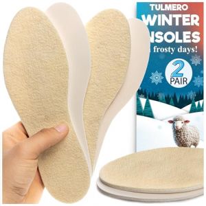 Lot de 2 paires de semelles int&eacute;rieures en feutre de laine - Semelles chauffantes pour chaussures, semelles chaudes en feutre, semelles thermiques en laine et mousse de latex - Semelles d'hiver - (Simon78000, neuf)