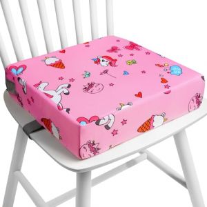HOTUT Rehausseur Chaise Enfant Coussin, Rehausseur de Chaise pour Enfant pour la Table, Fort Support, 2 Sangles, Boucle de S&eacute;curit&eacute;, Amovible, Coussin de Chaise Sur&eacute;lev&eacute;e Facile &agrave; Nettoyer(Poney) (ZHDAYA, neuf)