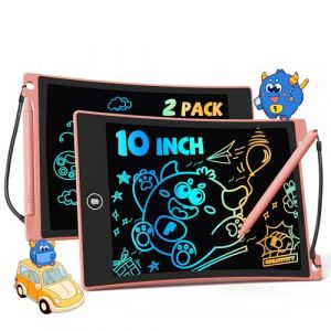 TEKFUN Jouets Enfant 2 3 4 5 6 7 Fille Garçon, Lot 2 Tablettes D'écriture LCD 10 Pouces Tablette Dessin Enfants Effaçable avec Cordon, Cadeaux d'anniversaire Noël Filles Garçons (2*Rose) (Ozean, neuf)