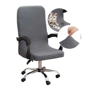 Dioxide Housse de Chaise de Bureau, Housse de Chaise Amovible Élastique, Housse Chaise Bureau à Fermeture Éclair Lavable Universelle Quatre Saisons (sans Chaise) (Grains de Maïs Gris Bleu M) (Taxixing, neuf)