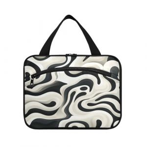 Linnyio Dessin Au Trait Abstrait Noir Blanc Trousse de Toilette de Voyage Suspendue Maquillage,Grande Capacité Pliable Rangement Sacs de Lavage pour Femmes Filles (Linnyio, neuf)