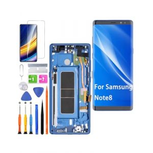 HLYGZX Écran pour Samsung Galaxy Note 8 LCD, ensemble de réparation d'écran TFT de remplacement N950F N950FD (Bleu avec cadre, sans empreinte digitale, écran non incurvé) (HLYGZX, neuf)