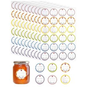 HUVZOR 10 photos Etiquettes Autocollantes Bocaux, 6 couleurs, &Oslash; 38 mm, Amovibles, Confiture Autocollants Pour La Maison, Bocaux Mason, D'&eacute;pices, Cadeau, Anniversaire (Volumetech OU, neuf)