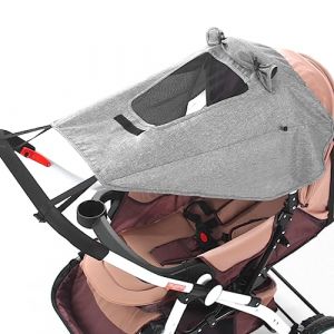 Misazy pare soleil poussette universelle avec protection UV 50+ et imperm&eacute;able, parasol poussette universelle - capote poussette universelle avec hublot et ailes dabat-jour, gris (linxianaidi, neuf)
