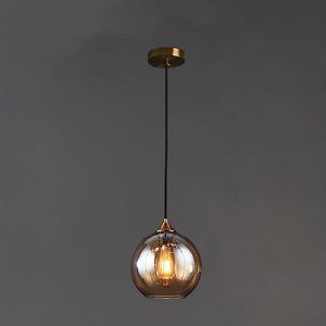 SWEMOPP Lampe Suspendue Noire Moderne, Boule de Verre fumé, Plafond de Ferme, Lustre Industriel Vintage en Verre ambré chromé pour Salle à Manger, Cuisine, île, Restaurant, Bar, café (shanxitongmu, neuf)