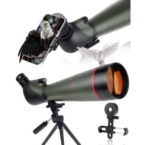 Actualisé 25-75x100mm Longue Vue Puissante avec Adaptateur Téléphonique de Trépied et Sac de Transport - HD BAK4 Prisme FMC Lens pour Chasse, Le tir à la Cible et l'observation des Oiseaux (HMAMZUSA, neuf)
