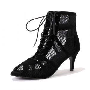 Chaussure Danse Latine Femme Heels Dance-Class Bootie Sandales &agrave; Talons Hauts Escarpins Escarpins Noir Mesh Stiletto Talons Hauts Sandales &agrave; Lacets avec Bouche de Poisson Chaussures de Danse (Kielsjajd, neuf)