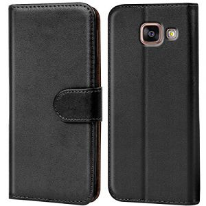 Verco Coque pour Samsung Galaxy A5 (2016), Housse Portefeuille pour Galaxy A5 Etui en Cuir Synthétique Fonction Stand Case (A510), Noir (ATS-Discounter, neuf)