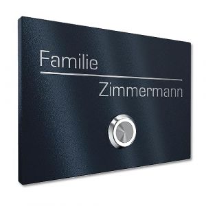 Plaque de sonnette en acier inoxydable V2A avec gravure de Graviers Design – Revêtement par poudre en RAL 7016 – Bouton de sonnette LED – Sonnette de porte – Fabriqué en Allemagne (Graviers GmbH, neuf)